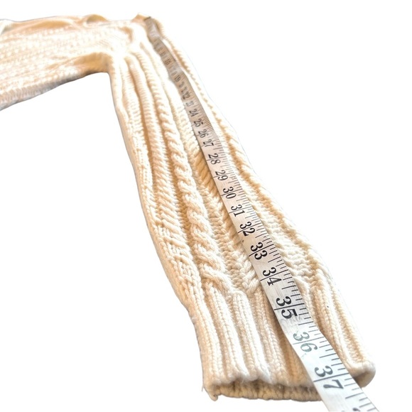 VINCE Wool Cashmere Chunky Cable Knit Sweater Cream Large L Unisex - Picture 10 of 14